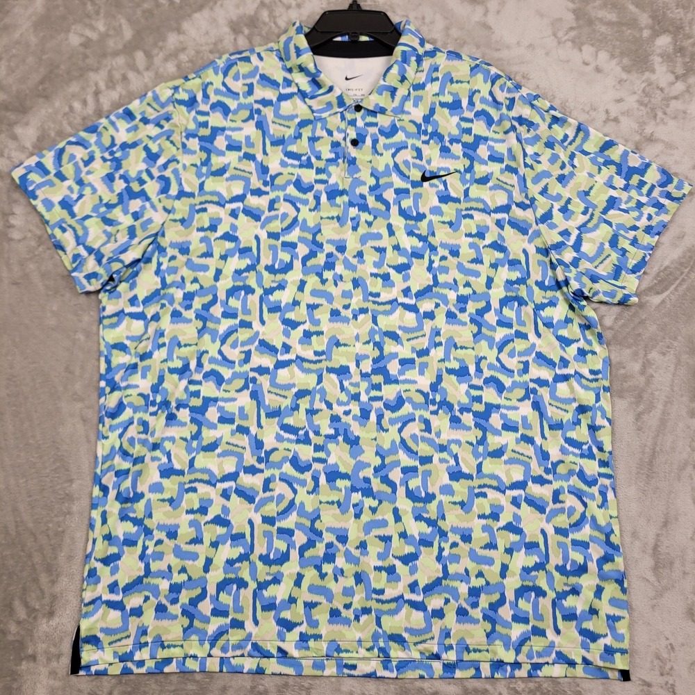 Nike DRI-FIT Polo Shirt Mens 2XL Multi-Colored Splash Vented Collar Performance